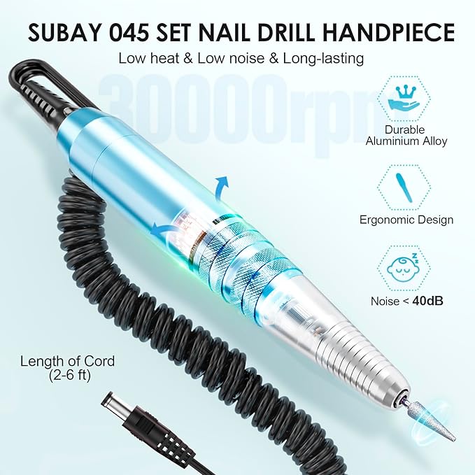 Subay 30000RPM Nail Drill Professional Electric File Acrylic Nails Kit for Acrylic Nails Remove Nail Gel Polish Manicure for Salon Home with 100pcs Sanding Bands, Dark Blue