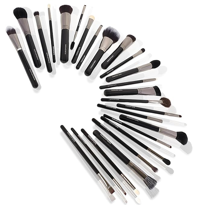 25-Piece Professional Makeup Brush Set - Premium Synthetic Brushes for Eyeshadow - Soft Bristles for All Skin Types - Natural Non-Irritating brush Hair - Natural Birch Wood Handles