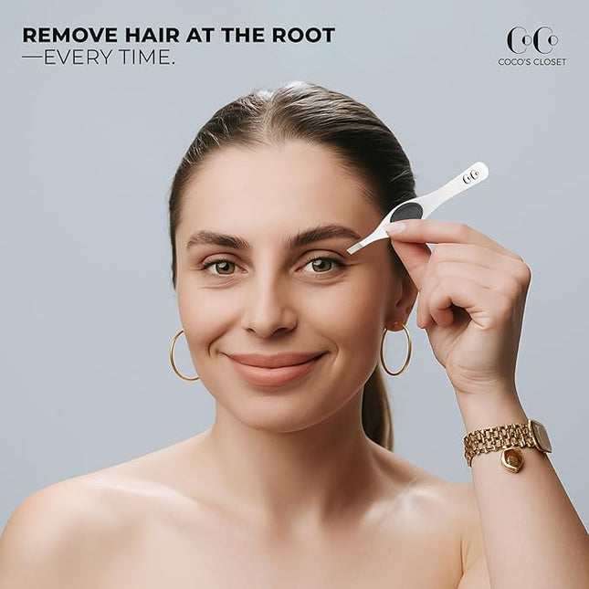 Professional Eyebrow Tweezers for Women and Men – Precision Stainless Steel Slant-Pointed Tip Tweezer for Facial Hair, Ingrown Hair, Splinter, Eyebrows & Blackhead Removal, Sage Green