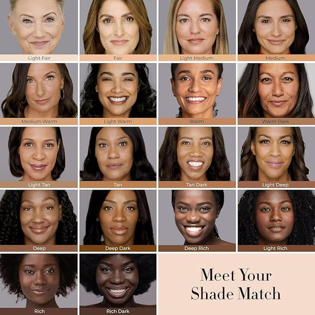 LUMINESS Silk Airbrush Spray Foundation & Buffing Brush Kit – Full Coverage Foundation & Dual-Sided Buffing Brush - Buildable Coverage, Anti-Aging Formula Hydrates & Moisturizes (Shade - Deep Rich)