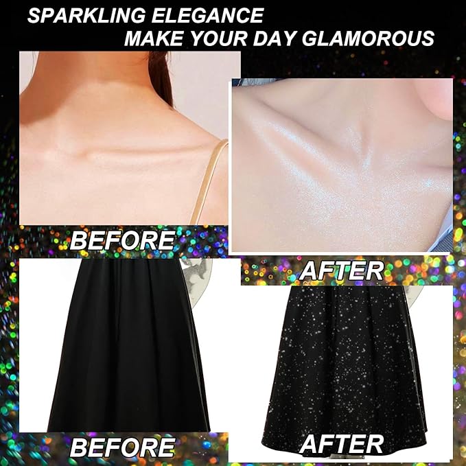 Hair and Body Glitter Spray – Holographic Body Glitter, Long-Lasting Quick-Dry Silver Glitter Hairspray, Shimmer Spray for Face, Clothes, Festival, Rave, Stage, Prom Party Makeup