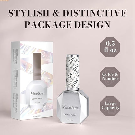 MelodySusie White Glitter Gel Nail Polish,0.5fl oz Soak Off UV LED Pure White Sparkle Glitter Gel Polish Gift for Women Nail Art Manicure Salon DIY Nail Design Decoration at Home-z054