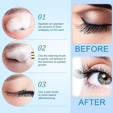 Homicozy 40 Pcs Lash Shampoo Bottle Brushes & Dispensers Set - 10 Pcs Lash Brushes, Tubes & Aftercare Bag for Clients, Women, Girls (Black)