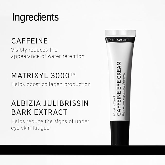 The INKEY List Caffeine Eye Cream, Reduce Eye Puffiness and Dark Circle, Blur Fine Lines, 0.5 fl oz