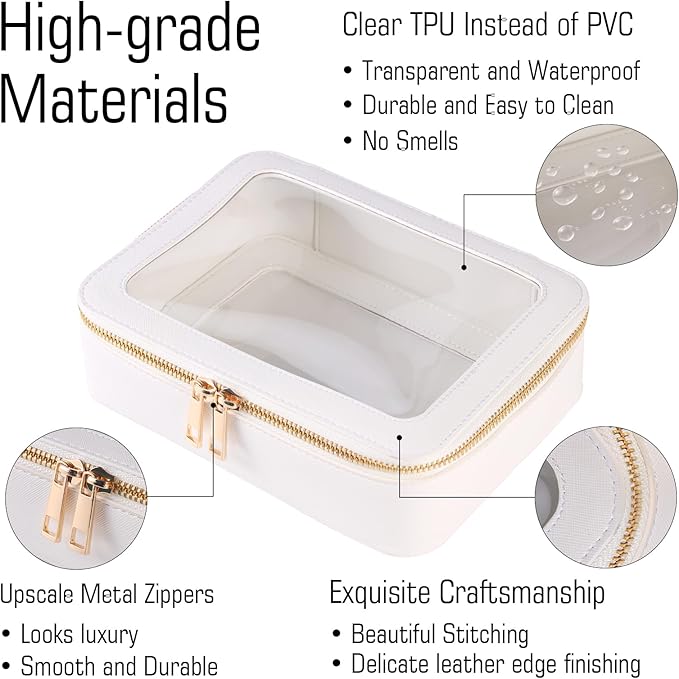 Small Clear Travel Makeup Bag Toiletry Bag Cosmetic Bag with Zipper for Women,Waterproof Transparent Makeup Organizer Case Travel Pouch Bag for Toiletries and Car Organizer