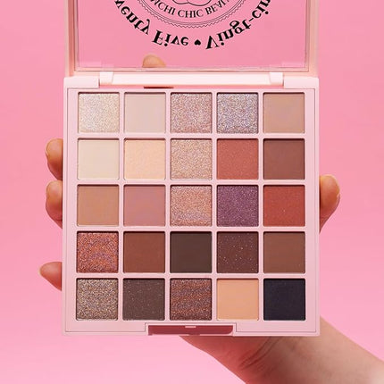 Kimchi Chic Beauty Twenty Five Eyeshadow Palette - 25 Shimmer & Matte Shades for Day to Night Looks, Cruelty Free & Vegan Send Me Nude'Les 0.5 oz