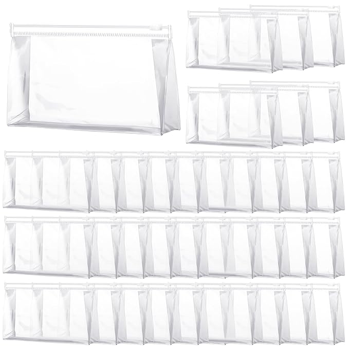 Xuniea 50 Pcs Mini Clear Makeup Bag Small Clear Zipper Pouch Travel Plastic Cosmetic Organizer Waterproof for Toiletries Swimsuit Bikini Bathing Suit(7.5'',Transparent)