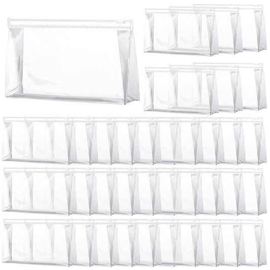 Xuniea 50 Pcs Mini Clear Makeup Bag Small Clear Zipper Pouch Travel Plastic Cosmetic Organizer Waterproof for Toiletries Swimsuit Bikini Bathing Suit(7.5'',Transparent)