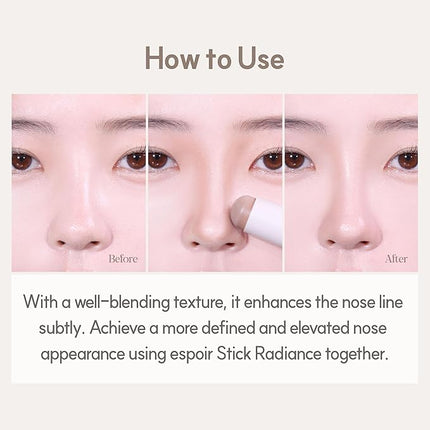 Espoir Be Glow Shading Stick Contour #2 Cool Gray│Creamy Solid Texture & Smooth Gliding on Face with Hyaluronic Peptide, Well-Blending and Seamless Contouring for Daily Makeup, Natural Color