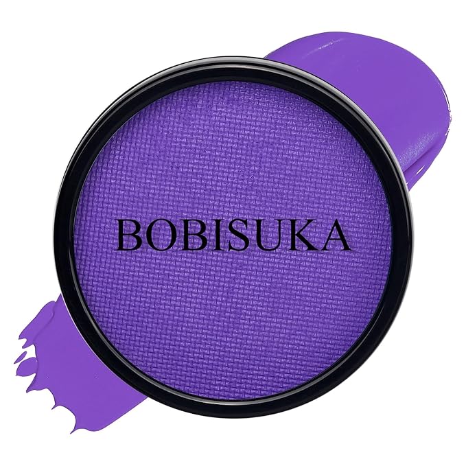 BOBISUKA Purple Face Body Paint, Water-Based Face Painting Kit & Body Paints, Kids Adults Facepaint for Halloween Ursula Widowmaker Dabi Maleficient Makeup, Costume Cosplay Party Theater & Stage