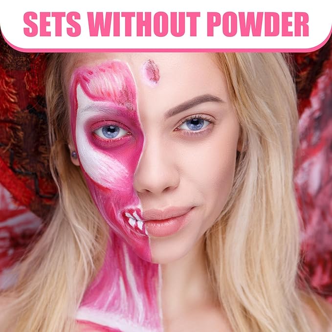 BOBISUKA Pink Face Body Paint, Water Based Face Painting for Art Theater Halloween Party Cosplay Clown SFX Makeup for Women Adults, Non-Toxic Washable