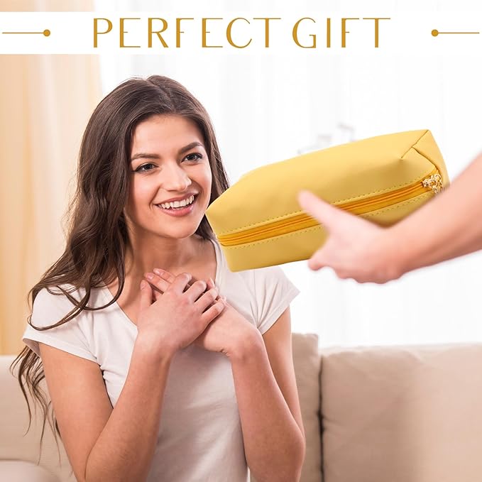 Sanwuta 9 Pcs Makeup Bags Bulk PU Double Zippers Cosmetic Bag Makeup Toiletry Pouch Portable Travel Organizers Case for Women Bachelorette Party End of The Year Bridesmaid Gift(Macaron Colors)