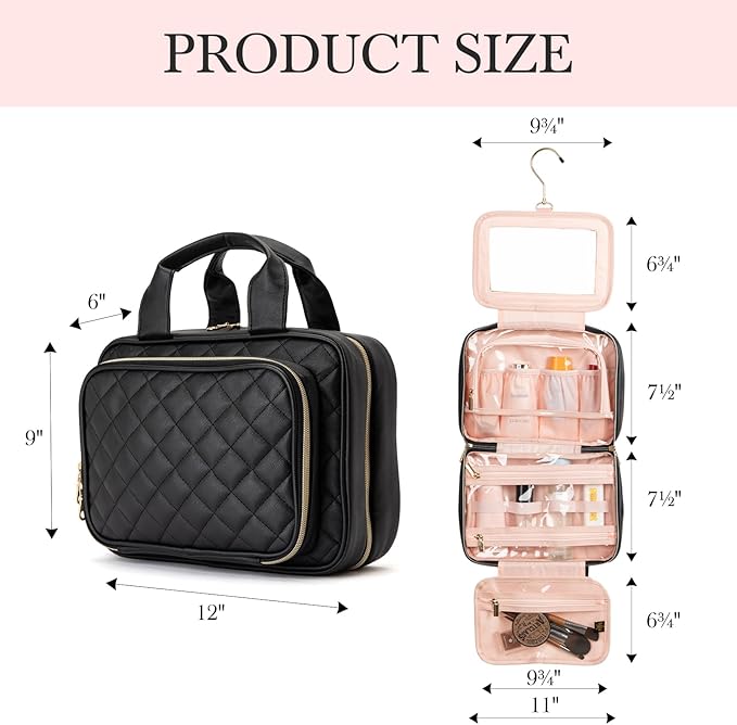 Hanging Toiletry Bag with Mirror – Travel Cosmetic Organizer for Women & Men, Toiletries, Accessories & Jewelry
