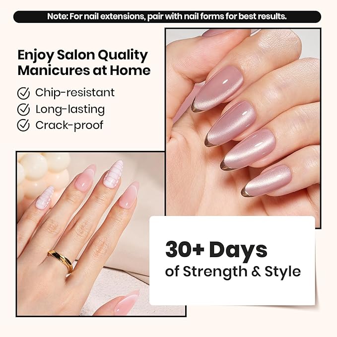 Beetles Builder Gel Set,3 Pcs 8 in 1 Nail Strengthening Apex Building Extension for Beginner DIY Salon at Home,Clear Builder Nail for Nails with Base and Top Coat Gel,UV & LED Lamp Needed