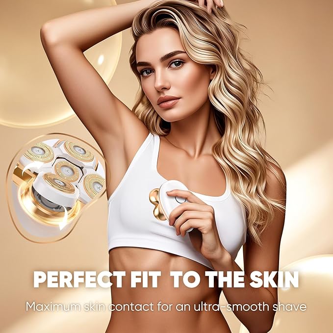 Electric Razors for Women - Upgraded Magnetic Electric Shaver for Women, Cordless Painless Hair Remover for Legs Bikini Face, Lady Trimmer for Sensitive Skin, Detachable and Waterproof, Gold