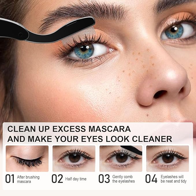 Docolor Foldable Eyelash Comb Separator Folding Lash Comb Eyebrow Mascara Applicator Eyelash Definer Arc Designed Cosmetic Brushes Tool