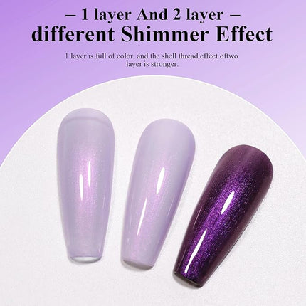 Imtiti Aurora Mermaid Purple Gel Nail Polish, 0.5fl.oz Pearl Shimmer Shell Soak Off U V Gel Polish for DIY Nail Art Manicure 1Pcs