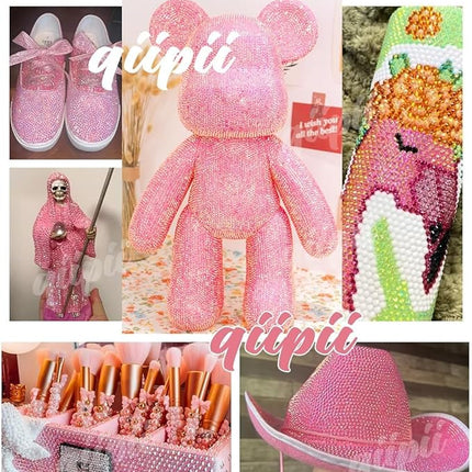 qiipii 5000PCS 4mm Dark Pink AB Resin Rhinestones for Crafts Pink AB Flatback Jelly Resin Rhinestones Bulk SS16 Non-Hotfix Stones Diamonds Crystals Gems for Mugs Tumblers Bottles DIY Crafts Decoration