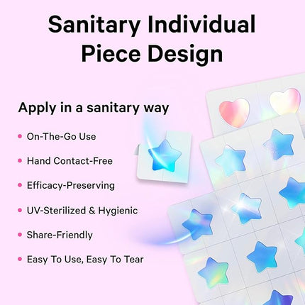 Sosky Hologram Pimple Patches for Face, Hydrocolloid Acne Patches with Salicylic Acid, Cute Star Zit Stickers,Colorful Blemish Covers,48 Count Pink Heart Flower