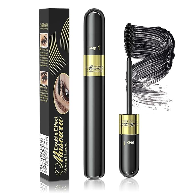 Mascara Volume and Length, Waterproof Mascara Black No Clumping 2-1 Long-Lasting & Volumizing for a Charming Curling Effect Eye Make up, Cruelty Free