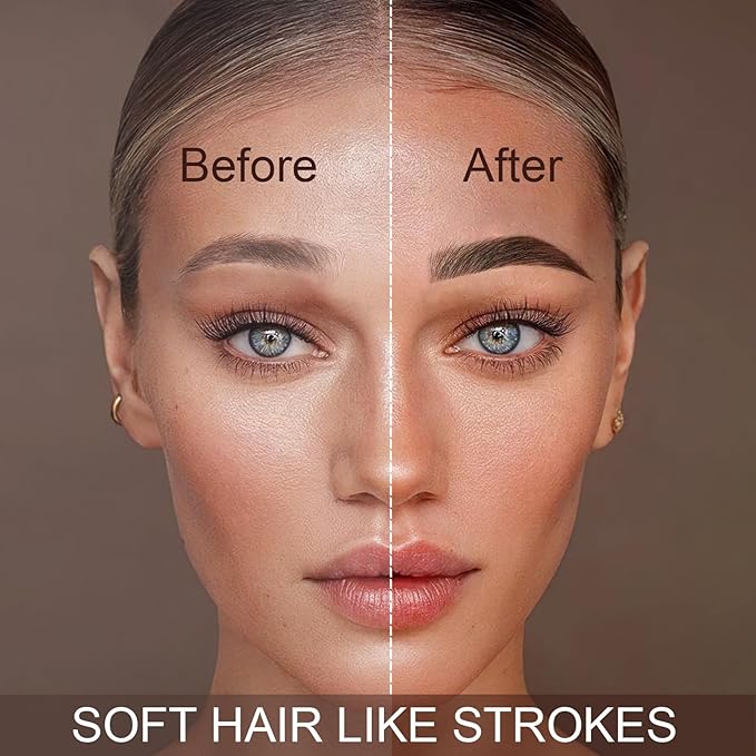 Eyebrow Pencil Dark Brown, Waterproof Microblade Eyebrow Pen 4 Fork Tip Pencils, Smudge Proof Brow Pen Long Lasting Liquid Brow Eyebrow Marker Pens that Looks Like Hair