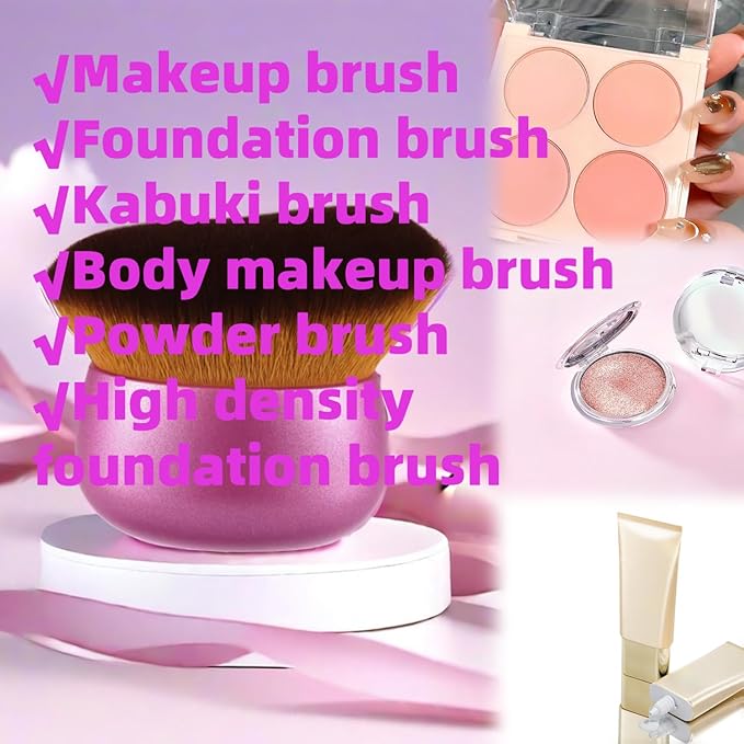 Blend & Blur 75mm Body Kabuki Brush - For Self Tanner, Body Bronzer & Foundation | Face/Back Multitool | Wet/Dry Use (Pink)