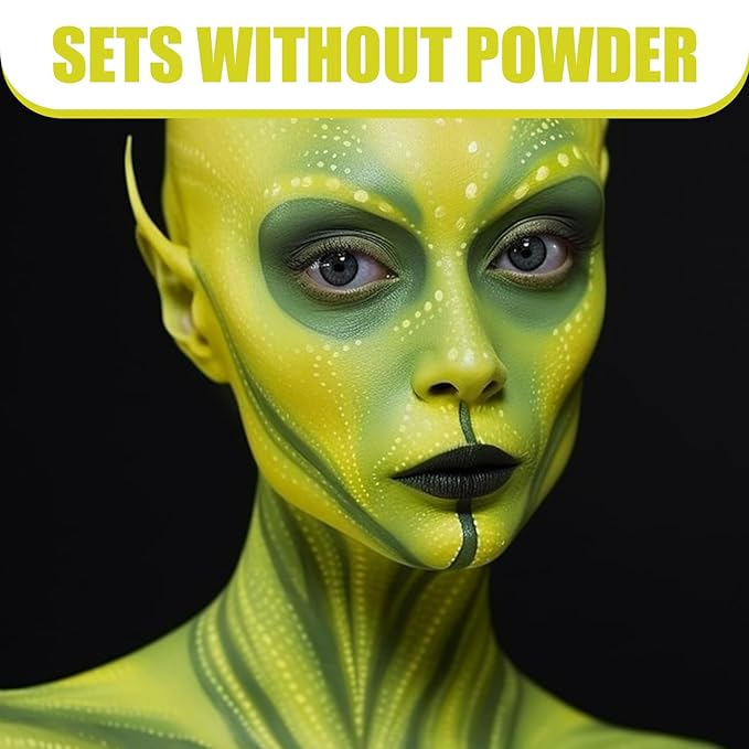 BOBISUKA Ogre Green Face Body Paint, Water Based Face Painting for Art Theater Halloween Party Cosplay Clown SFX Makeup for Women Adults, Non-Toxic Washable