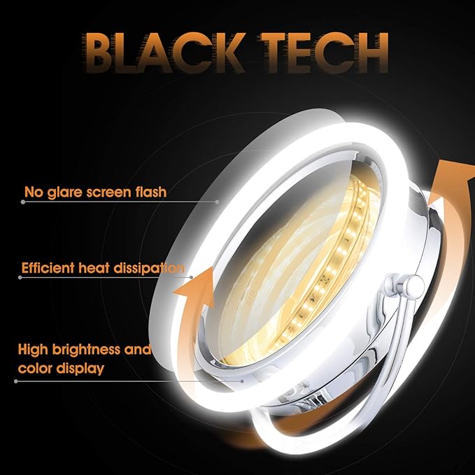 GURUN 8.5 Inch Tabletop LED Lighted Makeup Mirror with 10x Magnification Double Sided Vanity Mirror Plug Power Chrome Finish M2208D(8.5in,10x)