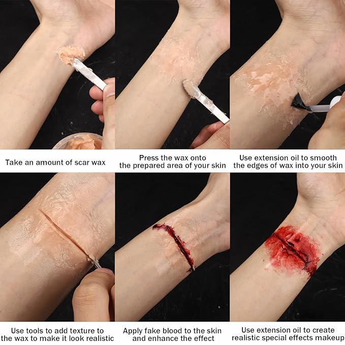 BOBISUKA Scar Wax Extension Oil for Professional SFX & Halloween Makeup - Non-Sticky, Smooth Finish - 0.17OZ