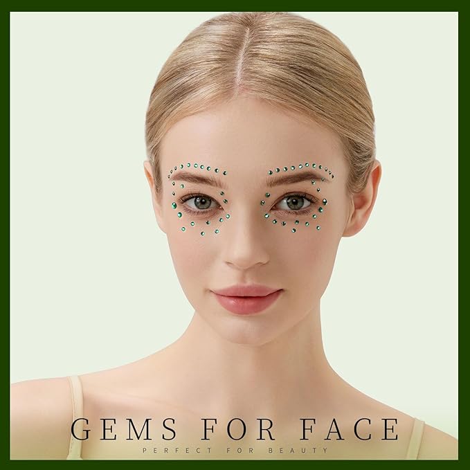 Teenitor Face Gems Self Adhesive Face Rhinestone Makeup Festival Face Jewels Stick On Gems Hair Gems Makeup Gems for Face, Hair, Body, Eye