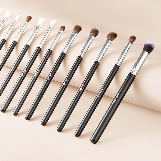 VEVOR 34-Piece Makeup Brush Set, Professional Makeup Brushes Kit for Foundation Blending Eyeshadow Concealer Blush - with Soft Bristles, Ergonomic Wood Handle, Travel-Friendly Case Included