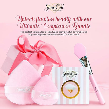 StansOut Ultimate Complexion Bundle: Liquid Foundation Brush, Makeup Brushes for Liquid, Cream, Stick Foundation - Flat, Round, Blender Brushes - 101 Contoured, 108 Straight - Long-Lasting