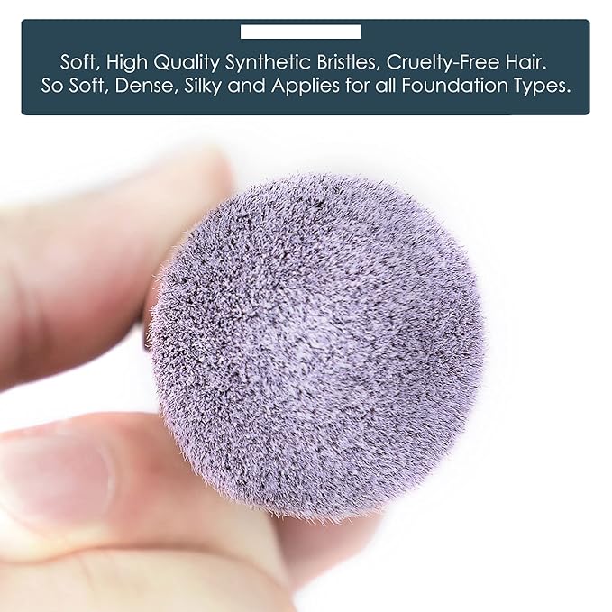 KINGMAS Round Top Foundation Brush, Premium Kabuki Makeup Brush for Liquid, Blending, Cream, Powder,Blush Buffing Stippling Face Makeup Tools (Black, B (Round Top))