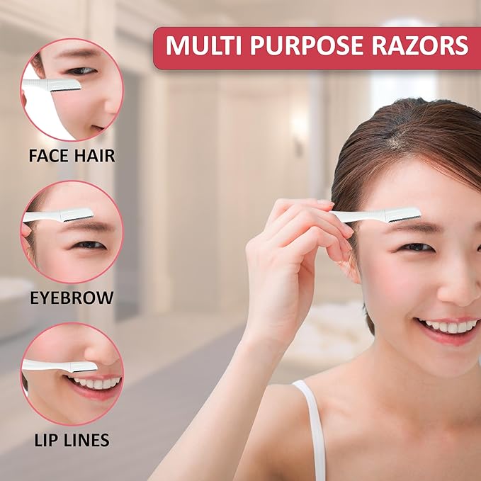 12 pcs tufang Eyebrow & Facial Razor For Women, Facial Eyebrow Razor, Women disposable shaving razors, face razors for women, peach fuzz remover,dermaplaning razor