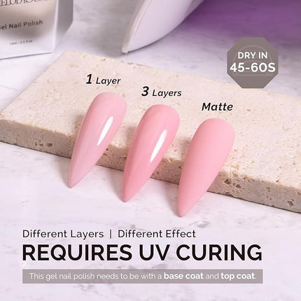 MelodySusie 0.5fl oz Cloud Pink Gel Nail Polish, Nails Soak Off UV LED Baby Pink Gel Polish Gift for Women Nail Art Manicure Salon DIY Nail Design Decoration at Home-A2608
