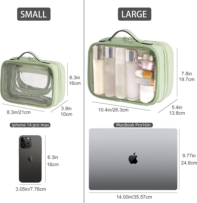 Veki Transparent Makeup Bag Travel Cosmetic Bags Case Waterproof Toiletries Bag Large Capacity Open Storage Bags Organizer With Zipper, Portable Make Up Organizer for Women and Girls