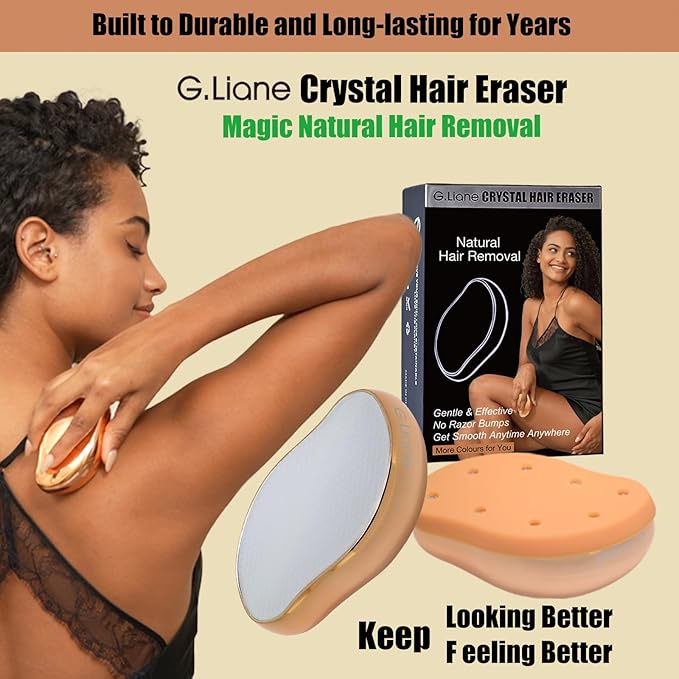 Crystal Hair Eraser,Upgraded Painless Crystal Hair Remover,Effective Nano Glass Hair Removal Device and Skin Exfoliation,Body Epilator for Women and Men(Gold)