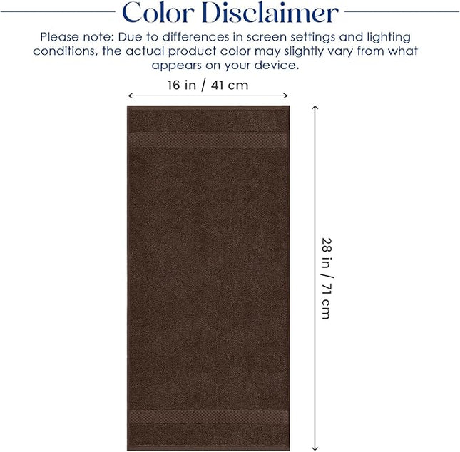 DAN RIVER 6-Pack Premium Hand Towels (16x28 Inches) - 100% Cotton, Ultra Soft, Lightweight, Highly Absorbent Towels for Bathroom, Spa, Gym, Salon, Hotel, and Travel - Brown