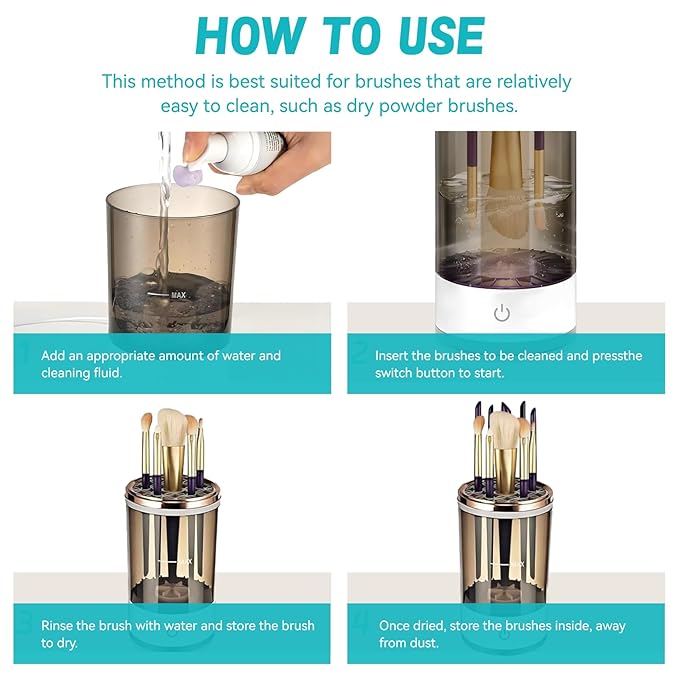 Electric Makeup Brush Cleaner - Quick and Efficient Deep Cleaning for All Brush Types，Automatic Cosmetic Brush Cleaner Makeup Brush with Brush Clean Mat，Beauty Tool for Women Travel