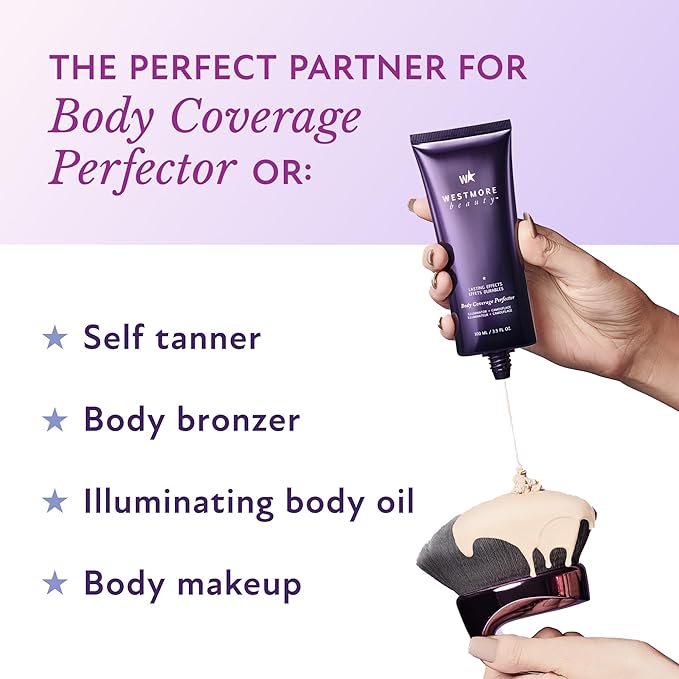 Westmore Beauty Blend & Blur Body Kabuki Brush & Self Tanner Brush - For Body Makeup & Foundation - Blending Applicator For Self Tanning - Durable Vegan Bristles