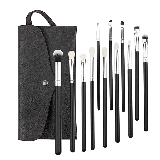 12pcs eye brush set, Eye Makeup Brush Set，Professional Blending Eyeshadow Makeup Brushes for Concealer Eyebrows Eyeliner, Soft Hairs & Wood Handle(LH08, Count, 12)