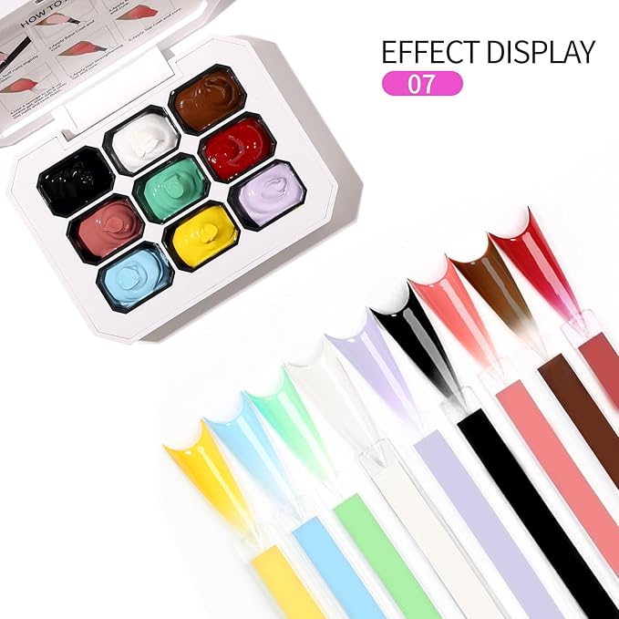 Ombre Gel Polish Nail Sponges for Ombre 9 Series Colorful Blush Effect Gradient painting gel ombre & pat paint for nails Multistyle French Manicure Nail Art DIY Home (A7, 1)