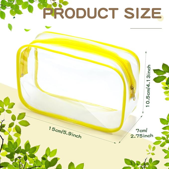 Weewooday 12 Pieces Clear Makeup Bags Cosmetic Storage Bags PVC Zipper Pouches Travel Waterproof Makeup Plastic Case for Women Organizing Toiletries Traveling Bathroom(Small,Yellow)