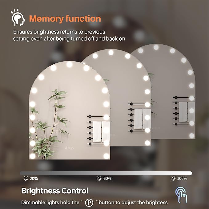 ZL ZELing Vanity Mirror with Lights Makeup Mirror with Lights 17 Dimmable Bulbs Hollywood Lighted Makeup Mirror 3 Color Lighting Modes Wall Mount/Tabletop