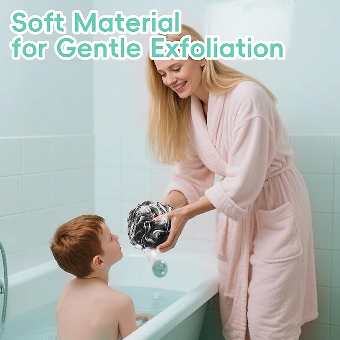 Shower Loofah 4PCS Soft Bath Body Sponge 60g Loofa Set Thick Wash Puffs for Women and Men