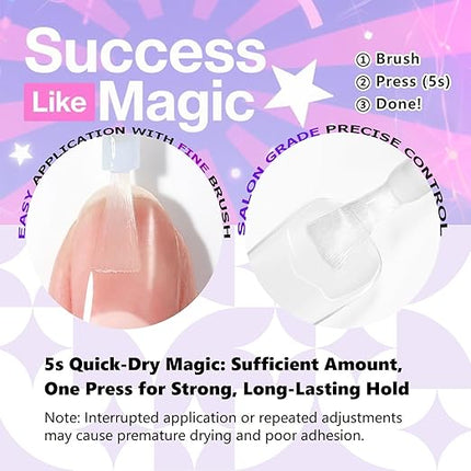 Glamonade Super Strong Nail Glue: Glue for Press Ons & Acrylic Nails & Fake Nail Tips - 10ml Professional Easy Long-Lasting Mess-Free Application Adhesive