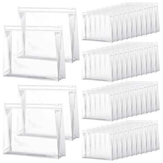 Xuniea 50 Pcs Mini Clear Makeup Bag Small Clear Zipper Pouch Travel Plastic Cosmetic Organizer Waterproof for Toiletries Swimsuit Bikini Bathing Suit(7.9'',Transparent)