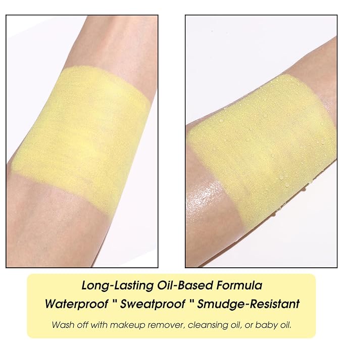 BOBISUKA Yellow Face Paint Stick, Full Coverage Face Painting for Adults Children – Sweatproof Waterproof Body Paint for Halloween Cosplay SFX – Ideal for Tiger, Sun, Clown, Lightning Designs