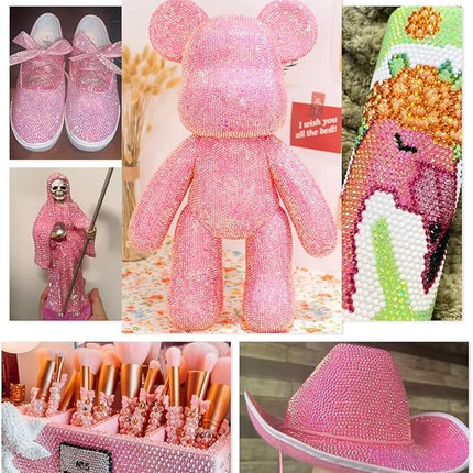 qiipii 20000PCS 3mm Pink AB Resin Rhinestones, Light Pink AB Flatback Jelly Resin Rhinestones Bulk SS10 Non-Hotfix Stones Diamonds Crystals Gems for Mugs Tumblers Bottles DIY Crafts Decoration etc