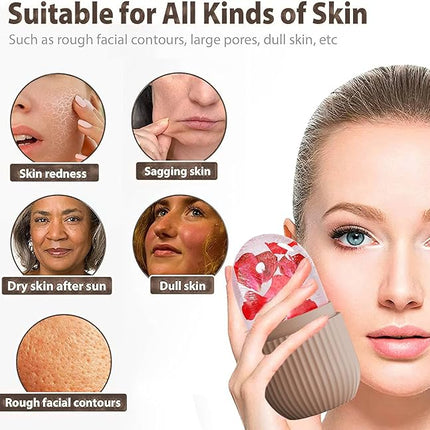XHJRI Ice Face Roller Massager,Ice Cube Roller for Face, Eyes and Neck Naturally Conditioning and Skin Care,De-Puff Eye Bags,Reduce Migraine Pain,Reusable Massage Silicone Ice Mold (Coffee)